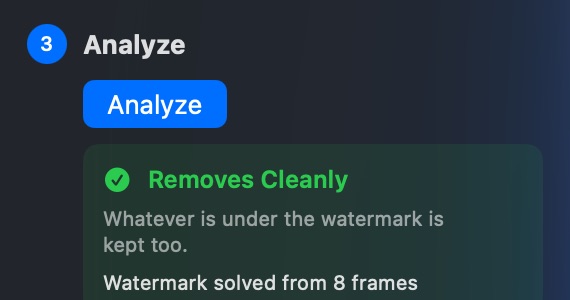 Alphade's analysis result: Removes Cleanly, solved from 8 frames.